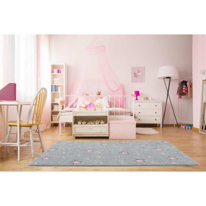 Дитячий килимок Livone Easy у догляді Stars Dots Сріблястий Сірий Рожевий 120x170 см