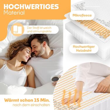 Електрична ковдра KESSER® з двома зонами нагріву та автовимкнення | Ковдра з 3 температурними режимами | Підстилка під ковдру | Тепла ковдра з м'якого флісу, біла (160 x 140 см)