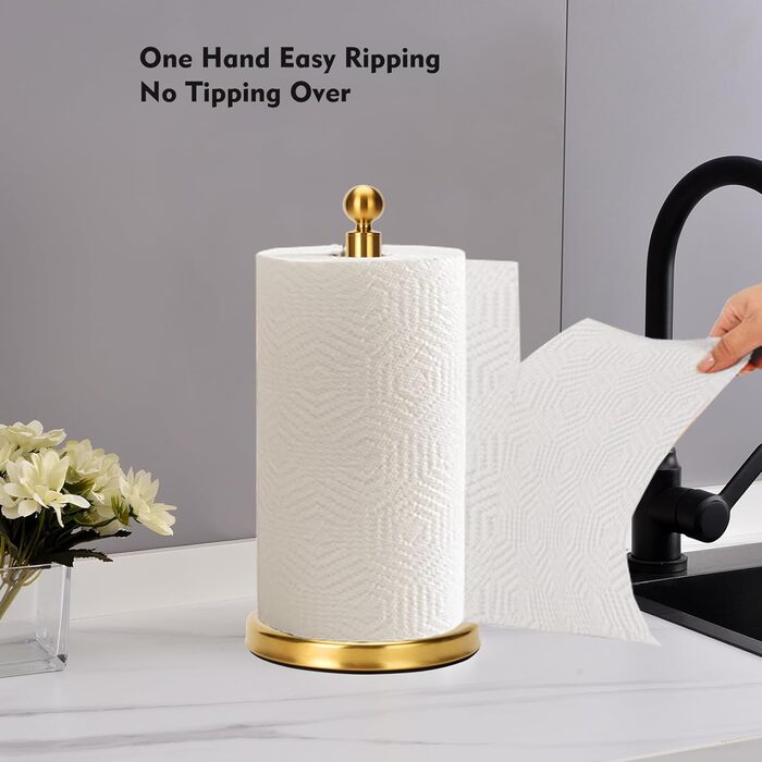 Тримач для паперових рушників на стільницю з обважченою основою, нержавіюча сталь, золото