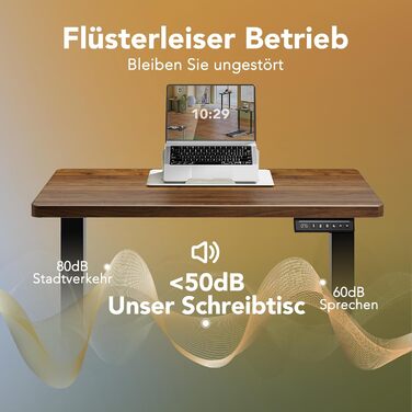 Регульований стіл HUANUO з пам'яттю висоти, електричний стіл для дому, офісу та комп'ютера, стоячий стіл (темно-горіховий, 160 x 80 см)