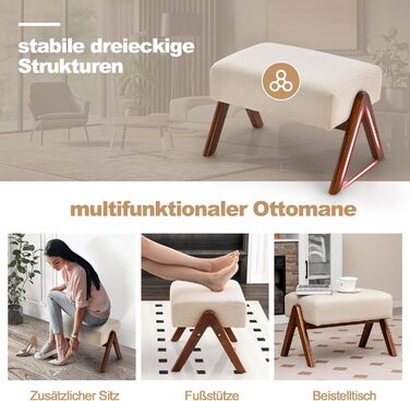 Крісло-гойдалка COSTWAY з пуфом, до 150 кг, бежеве - розслабляюче крісло для вітальні та спальні з дерев'яним каркасом