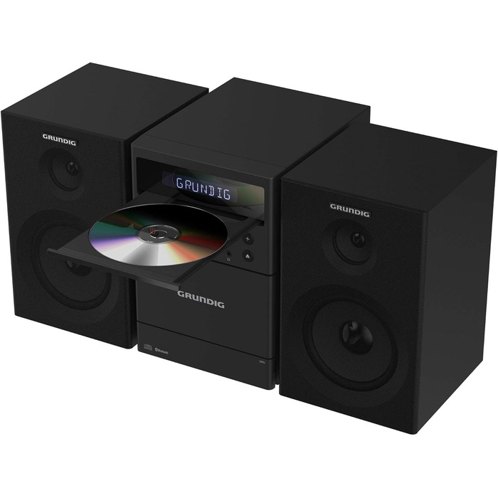 Мікросистема Grundig CMS 1050 DAB BT, CD/MP3, USB, FM, касета, 20 Вт, чорний/сріблястий