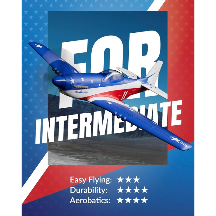 Літак на радіокеруванні VolantexRC 761-5 P-51 Mustang RTF 4-канальний, з Xpilot стабілізацією, для початківців, готовий до польоту