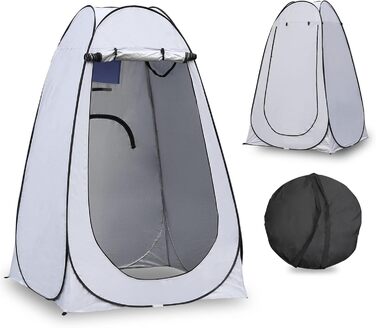 Намет-роздягальня Pop-Up для туалету, сірий, 150x150x190 см. Розкладний намет для туалету, душу, пляжу, риболовлі, кемпінгу. Водонепроникний, з UV-захистом, з сумкою для перенесення