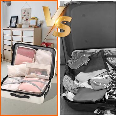 Набір органайзерів для одягу в подорожі Packing Cubes, дорожні сумки-компресори для валізи та зберігання речей, бежевий, 9 шт.