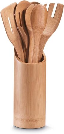 Підставка для кухонного приладдя Zeller, 7 шт. , бамбукова, Ø 9 x H 33 см, коричнева