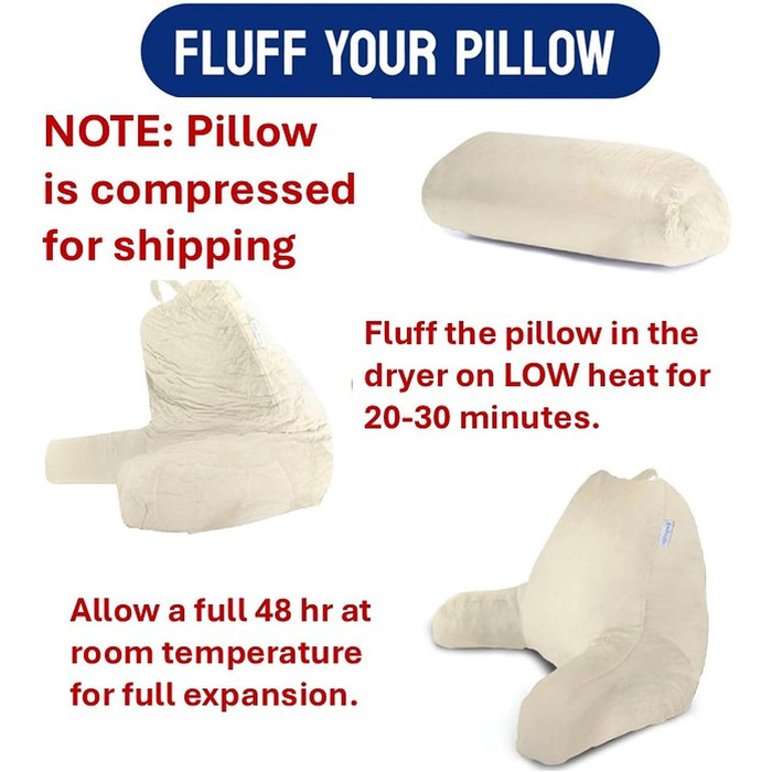 Комфортний пуф-подушка ComfortSpa для ліжка, дорослого розміру, з підлокітниками та кишенями, знімний чохол; ідеально для відпочинку в ліжку або для полегшення болю в спині