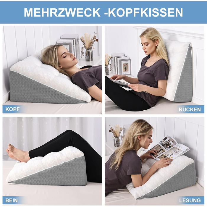 Подушка для ніг Havargo з піною з пам'яті, для підтримки ніг, знімний чохол, двошарова подушка для ніг, подушка-клинок