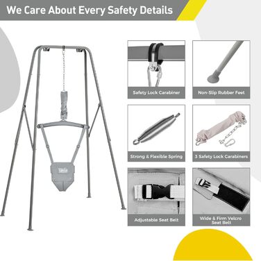 FUNLIO Набір гойдалок 2-в-1 та дитячий фітнес-арка для малюків, гойдалка для дітей з 4 мішками з піском, складаний металевий стійка для дому та вулиці, легко збирається та зберігається - Сірий