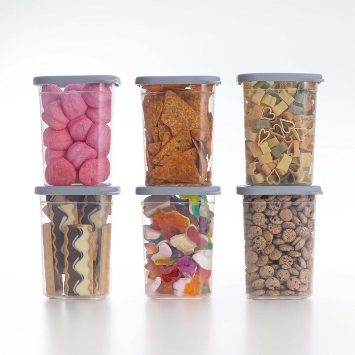 Набір контейнерів для зберігання продуктів [12 шт] Anthrazit, сірий - Складні, економія місця, 6x1000 мл