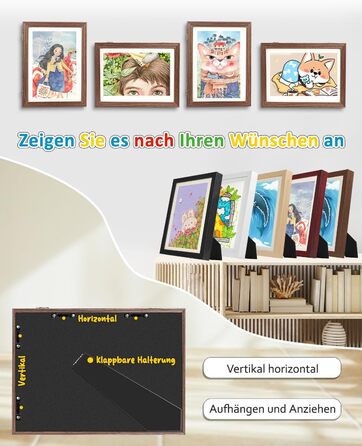 Рамка для дитячих малюнків Ciscle A3, A4 (2 шт.) - дерев'яна, для творчості, в школу та додому