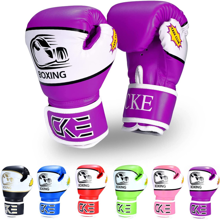 Дитячі боксерські рукавички CKE для дітей, хлопчиків, дівчаток, хлопчиків, підлітків, малюків у віці 5-12 років, тренувальні рукавички для боксерської груші, кікбоксингу, Муай Тай (фіолетовий)