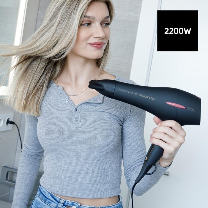 Професійний фен Taurus Fashion 2300 Pro: AC-двигун, 2200 Вт, 3 температурні режими, холодний струмінь повітря