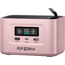 Портативна електростанція AFERIY 145W з акумулятором LiFePO4 99,2Wh (31000mAh), 3 порти, захист 6-в-1, сонячний генератор 100W для кемпінгу, подорожей та надзвичайних ситуацій