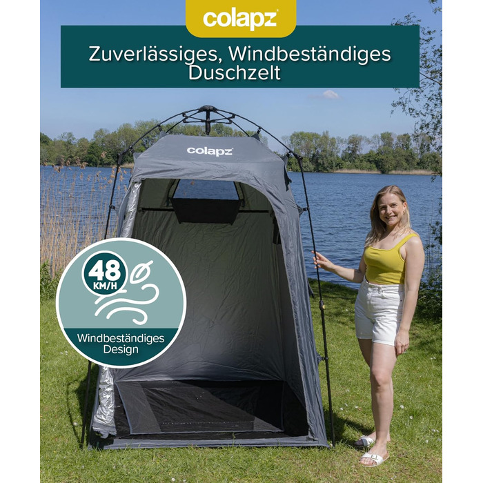 Намет для душу та туалету Colapz – портативна роздягальня для кемпінгу, сірий, 2,1 м