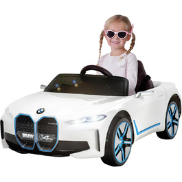 Дитячий електромобіль BMW i4 білий, ліцензійний, з пультом 2,4 ГГц, електроавтомобіль для дітей від 3 років