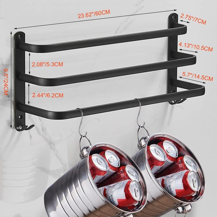 Тримач для рушників без свердління, срібний, для ванної кімнати, настінний, комплект аксесуарів, для кухні, 60 см