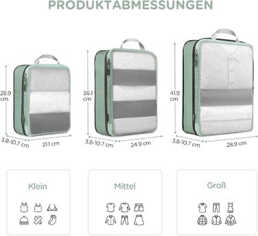 Набір компресійних органайзерів для одягу в подорожі Cipway, 6 шт, сітчасті легкі пакувальні куби для валізи та рюкзака, шавлієво-зелений