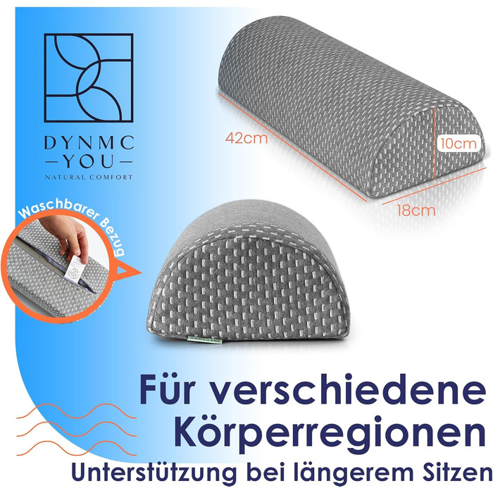 Подушка між колінами DYNMC для сну на боці, ортопедична подушка-півмісяць для ніг та розслаблення, сіро-біла в клітинку