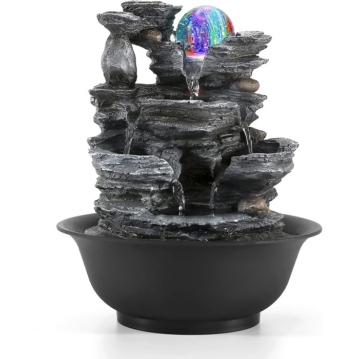 Кімнатний фонтан Dyna-Living з роликовою кулею, LED-підсвічуванням, полірезин, стиль 