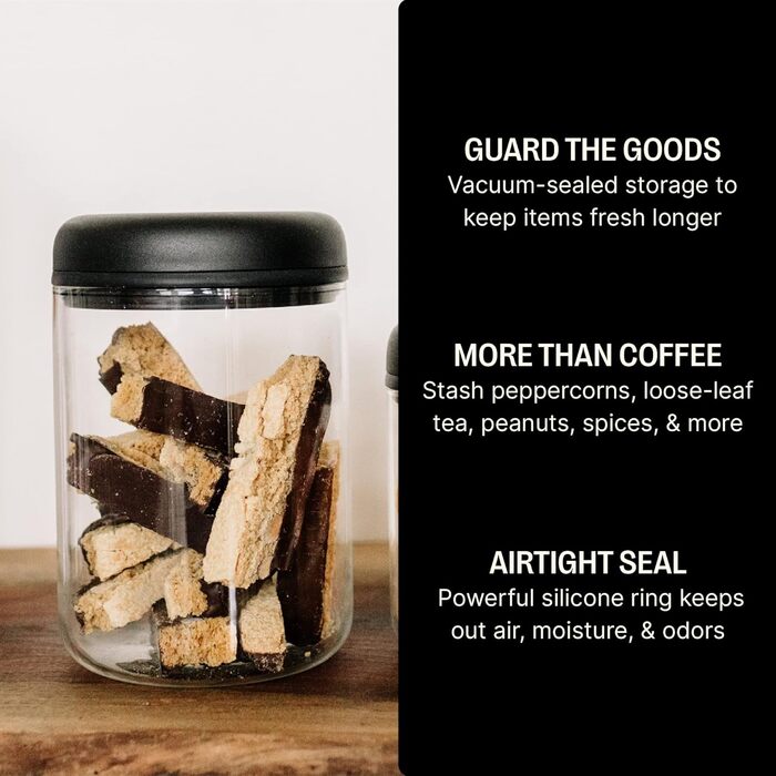 Контейнер для кави та продуктів з вакуумним насосом, 1.2 л, скло