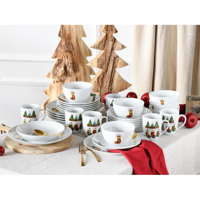 CreaTable Набір посуду Luna, 18 предметів для 6 осіб. Комплект для сніданку з порцеляни, придатний для миття в посудомийній машині та використання в мікрохвильовій печі.