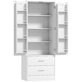 Кухонна шафа 159 см з регульованими полицями та 2 висувними ящиками, ідеально підходить для кухні або їдальні. Виготовлена з ДСП та МДФ, колір – білий.