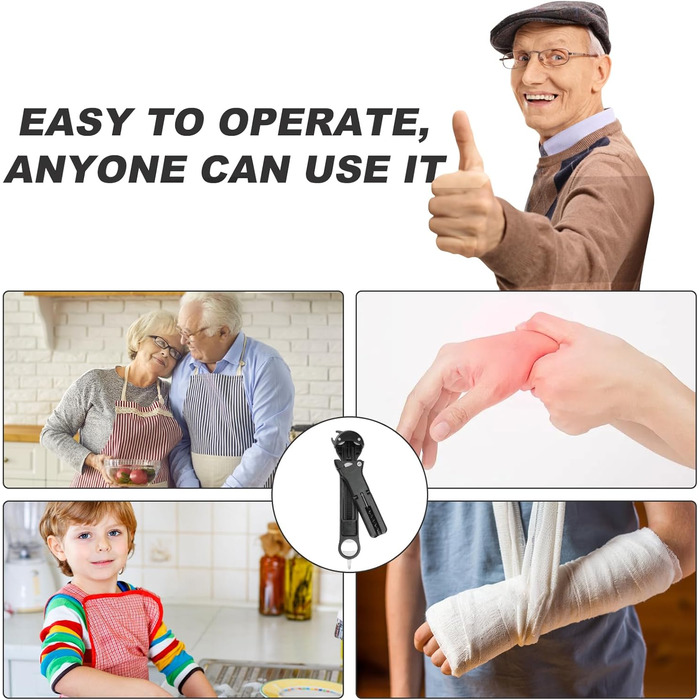 Набір 7-в-1: відкривачка для пляшок, вина та банок для людей похилого віку з артритом, мультифункціональний магнітний відкривач кришок (білий, чорний)