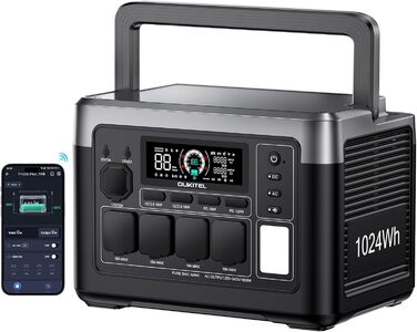 Портативна електростанція OUKITEL P1000E 2 PLUS: 1024Wh, LiFePO4, 3600W (пікова потужність), 4 виходи AC, 100W USB-C, UPS, для кемпінгу та надзвичайних ситуацій