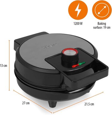 Вафельниця Tristar WF-1171, 1000 Вт, нержавіюча сталь, срібло/чорний, 15 вафель у вигляді сердечок