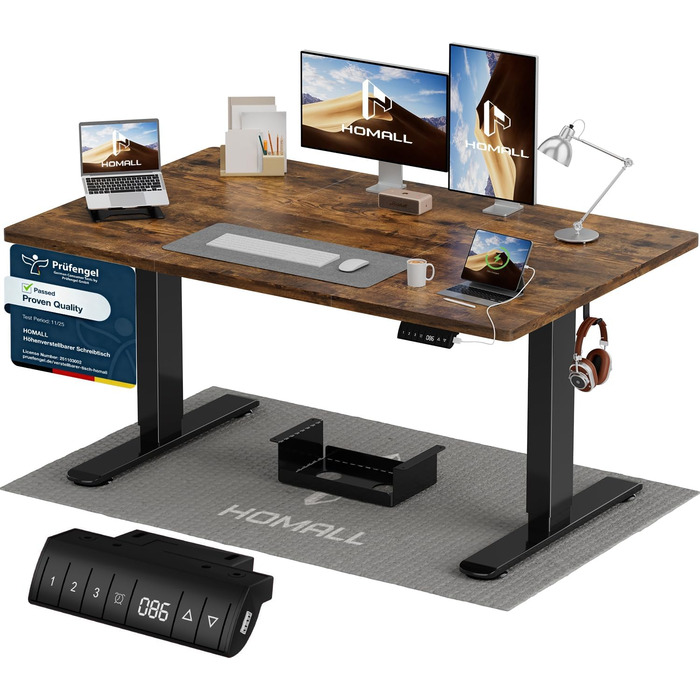 Регульований стіл Homall 200x80 см з USB-портом, електричний, з органайзером для кабелів, пам'ять налаштувань, комп'ютерний стіл