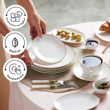 Набір для сніданку Karaca Marcelo Gold на 6 набір посуду з 26 предметів із набором тарілок і мисок, кістка нового покоління, круглий сервірувальний набір і обідній сервіз із білого золота