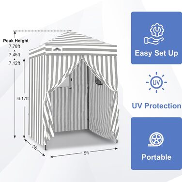 Розкладана переодягальня Eagle Peak Flex Ultra Compact - 1.2 x 1.2 м (5x5 ft) для басейну, фотосесій та кемпінгу, білий колір