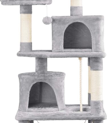 Стабільне дерево для лазіння по дереву XL, міцний котячий будиночок з великою платформою та котячими дуплами, світло-сірий, 158