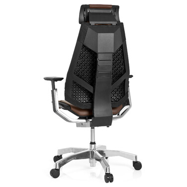 Крісло офісне GENIDIA PRO шкіряне коричневе hjh OFFICE