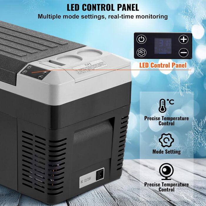 Автохолодильник VEVOR 25л портативний, 12V компресорний -20°C до +20°C для авто, кемпінгу, подорожей