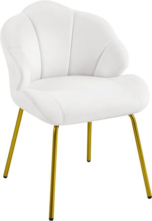 Крісло Yaheetech у формі мушлі, сучасне крісло-вушко, з металевими ніжками, поліестер, для вітальні/туалетного столика/спальні, біле (1 шт.)