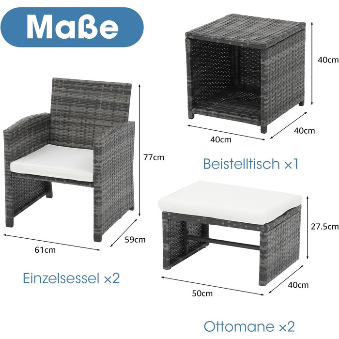 Садовий набір меблів OC Orange-Casual 5 предметів: плетений ротанг, диван, крісла, пуфи та столик, подушки в комплекті для балкона, тераси, подвір'я (Оранжевий, Сірий)