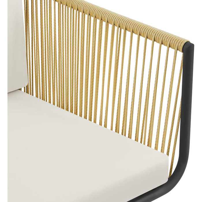 Набір садових меблів Yaheetech з ротангу для балкона: 2 крісла з подушками та стіл зі скляною стільницею, світло-коричневий/кремовий