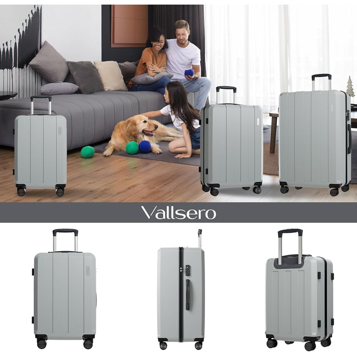 Набір валіз Vallsero 5шт, Gepäck Set, Trolleys, ABS, TSA-Schloss, рожеве золото, темно-сірий