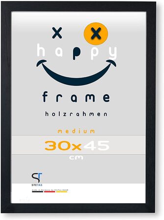 Рамка для фотографій формату А4 229 7 см / щаслива рамка / акрилове скло дерев'яна рамка в / SteTas / зроблено в Німеччині (30 x 45 см, чорний)