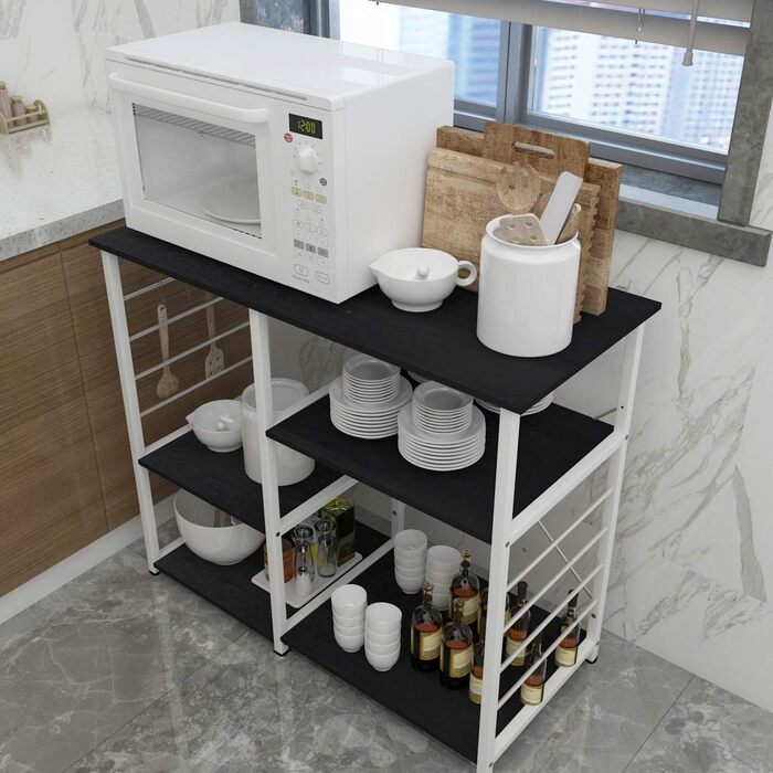 Стелаж кухонний SogesHome 90 x 40 x 83 см, SH-171-BK, чорний горіх