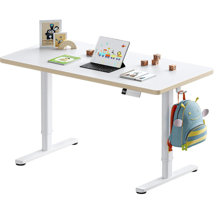 Електричний дитячий стіл HUANUO, 120 x 60 см, регулювання висоти, 3 рівня, білий