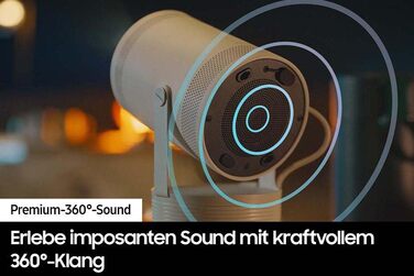 Samsung The Freestyle: Портативний LED-проектор Full HD HDR10 з автонастроюванням та 360° звуком (2023)