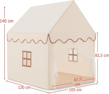 Дитяче намет-ігровий будиночок Dreamade з м'якою дахом, вікнами та дерев'яним каркасом, для хлопчиків та дівчаток (Бежевий)