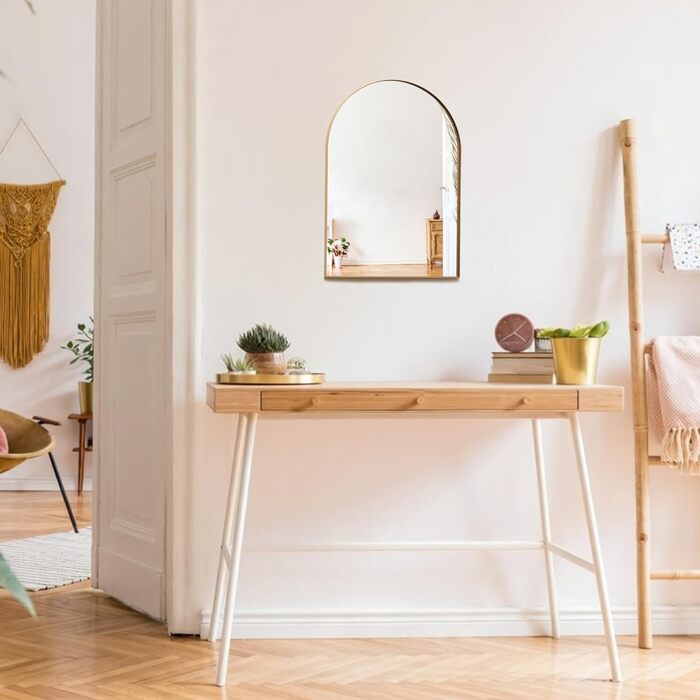 Дзеркало для ванної кімнати Arch Premium Design® Золота рамка, настінне, аркова форма, сучасний стиль (50x40 см)