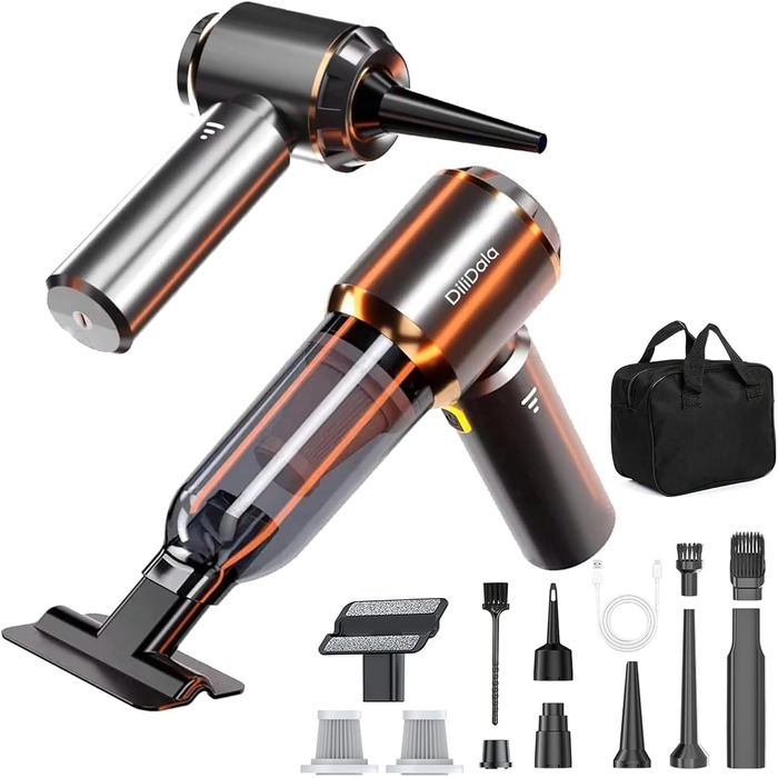 Акумуляторний ручний автомобільний пилосос 26000Па з безщітковим двигуном, 3 режими потужності, швидка зарядка, для авто, шерсті тварин та диванів, сірий