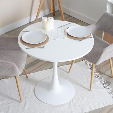Круглий обідній стіл Cosy - компактний стіл для кухні, вітальні, офісу, 80x80x75 см, білий