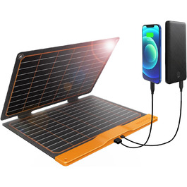 Сонячна панель 20 Вт, сонячна панель Flexsolar Складна 2-портова (USB-A, USB-C) сонячна панель, портативна легка аварійна панель ETFE, водонепроникна IP67, Походи, Кемпінг, Для мобільних телефонів Акумулятори Планшети Power Bank S20