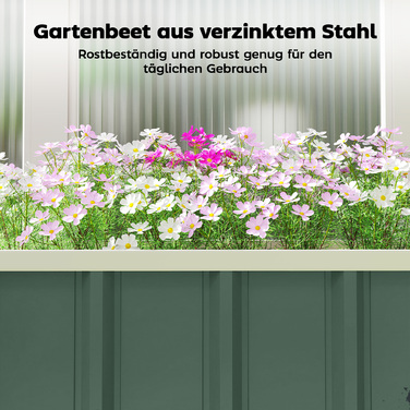 Підвищене грядка зі сталі, квітник з засувками, захищене грядка з відкидною конструкцією, 136 x 52 x 31 см, світло-зелений